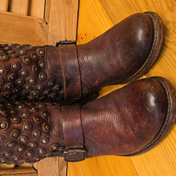 FRYE Jenna Disc Tall Brown Leather Boots, Sz 7 - Picture 14 of 16